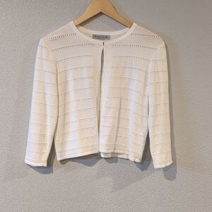 White Eyelet Knit Cardigan by Danny And Nicole Size M
